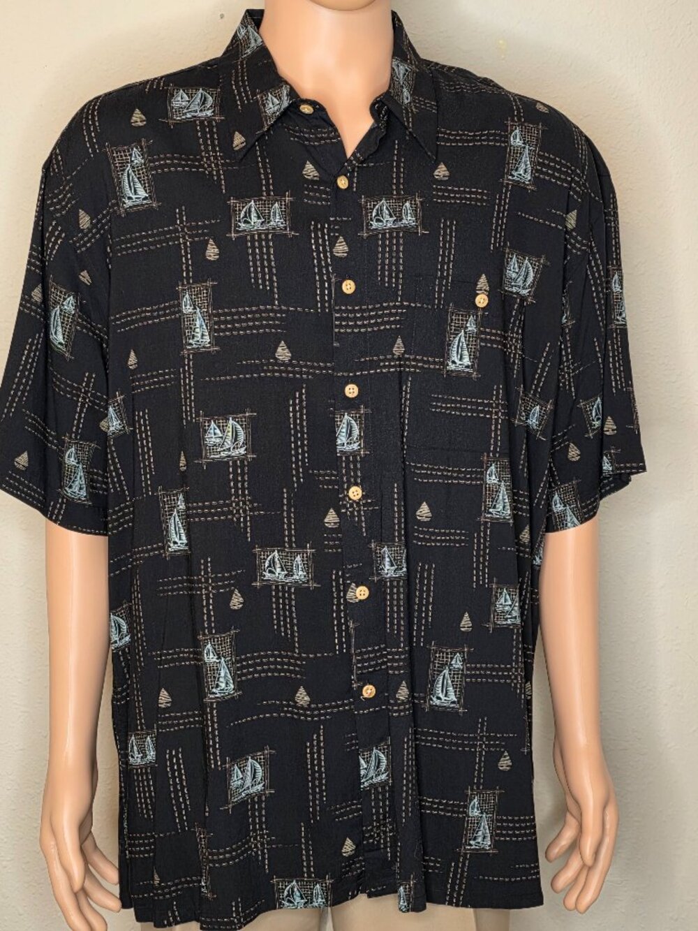 Paradise Collection Vintage Nautical Sailboat Hawaiian Aloha Shirt - Size XL